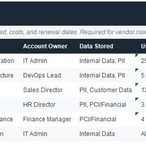 May include: A detailed table titled "CLOUD & SAAS ASSET INVENTORY" with columns for ID, Service/Platform, Vendor, Category, Account Owner, Data Stored, Users, Renewal Date, Monthly Cost, and Notes. Data includes Microsoft 365, AWS, Salesforce, ADP Workforce, QuickBooks Online, and Zoom.