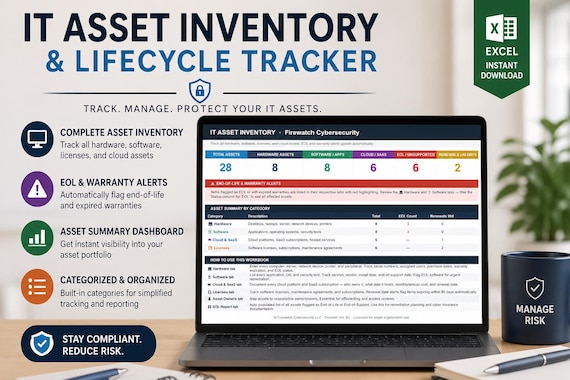 IT Asset Inventory Tracker | Hardware Software License EOL Tracking | Small Business Cybersecurity | Audit Ready