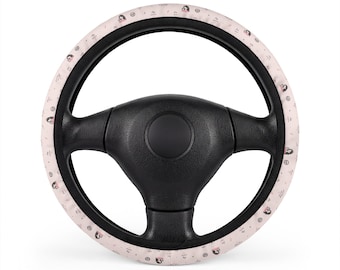 Stuurwielhoes | Stuurwiel | Stuurwielhoes | Roze marmerpatroon autostuurwielhoes | Glitterdruppels