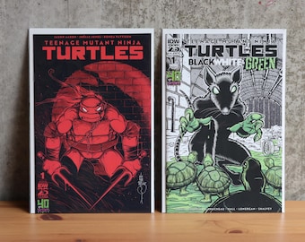 TMNT #1 + TMNT: Black, White & Green #1 - 40th Anniversary Covers