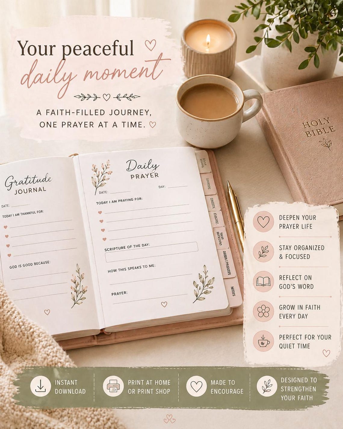 Prayer Journal Printable PDF | Christian Planner Daily & Weekly - Etsy