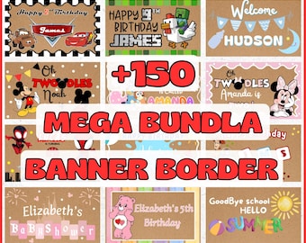 150+ Banner Border Vorlagen: Bearbeitbares Canva Design (Digitaler Download) MEGA 3x5 Banner MockUp und Template Border Bundle