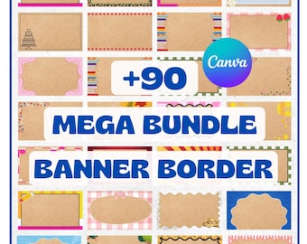 90+ Banner Border Vorlagen: Bearbeitbares Canva Design (Digitaler Download) MEGA 3x5 Banner MockUp und Template Border Bundle