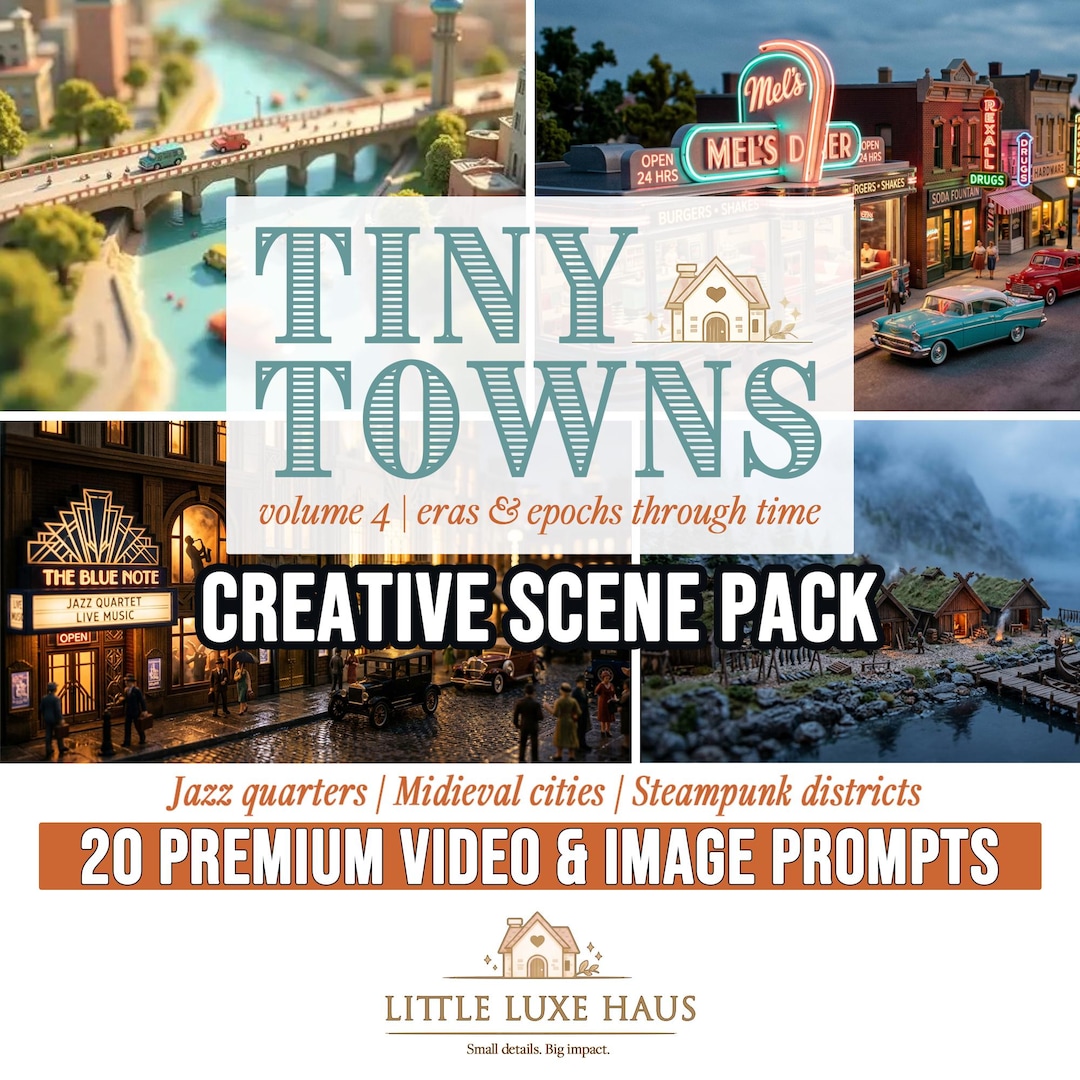 AI Art Prompts • Tiny Worlds, Cozy Villages, Soft-luxe Style (PDF ... AI Art Prompts • Tiny Worlds, Cozy Villages, Soft-luxe Style (PDF ...
