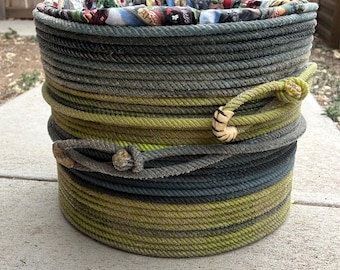 Cesta de almacenamiento de cuerda con forro de tela – Cualquier tamaño, hecha a medida para la decoración del hogar