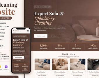Sofa Cleaning Website Template with Live Editor | Cleaning Service HTML Website | Editable Cleaning Business Website | Download HTML Site