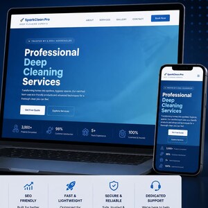 Szablon strony internetowej firmy sprzątającej z edytorem na żywo | Edytowalna strona internetowa firmy sprzątającej w formacie HTML | Szablon strony internetowej firmy sprzątającej |