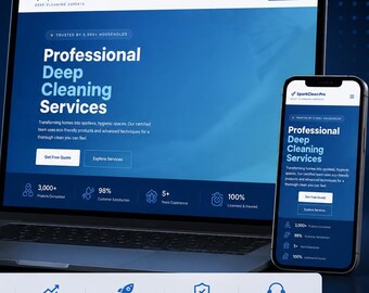 Reinigungsservice Website Vorlage mit Live Editor | Bearbeitbare Reinigung Business Website | Tiefenreinigung Website Vorlage |