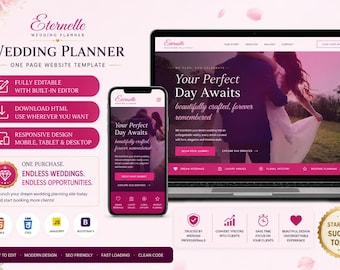 Wedding Planner Website Template HTML Built in Editor
