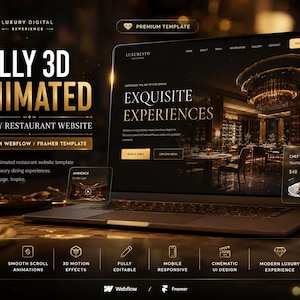 Luksusowy szablon witryny internetowej restauracji 3D z edytorem na żywo | Animowana witryna HTML dla restauracji | Edytowalna witryna internetowa restauracji do pobrania w formacie HTML
