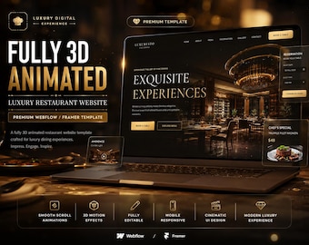 Luxury 3D Restaurant Website Template with Live Editor | Animated Fine Dining HTML Website | Editable Restaurant Website Download HTML Site