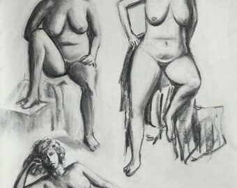 Three poses of a woman