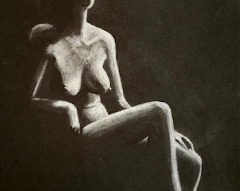 Seated woman in the dark #3