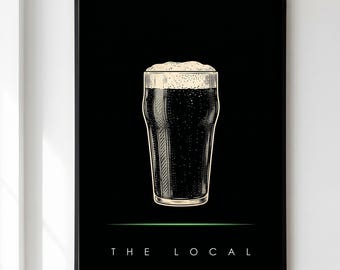 Stout Poster | Vintage Pint Engraving | The Local Pub Wall Art | Irish Pub Decor | Beer Lover Gift | Home Bar Man Cave Art