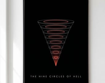 Dante Inferno Print, Nine Circles of Hell Wall Art, Divine Comedy Poster, Dark Academia Decor, Literature Gift