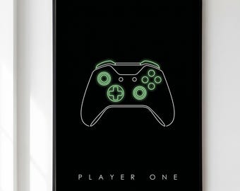 Gaming Controller Print, Gamer Wall Art, Player One Poster, Game Room Decor, Video Game Lover Gift
