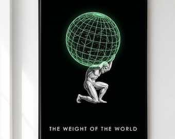 Atlas Print, Greek Mythology Wall Art, Atlas Titan Poster, Dark Academia Decor, Weight of the World Gift