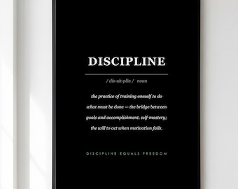 Discipline Print, Motivational Gym Wall Art, Definition Poster, Office Desk Decor, Discipline Quote Gift