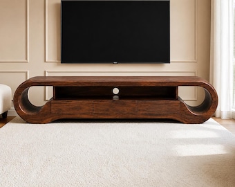 Walnut Media Console, Solid Wood TV Stand, Modern TV Cabinet, Entertainment Center, Wooden TV Console, Luxury Living Room Furniture
