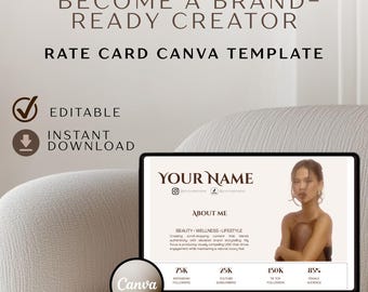 Plantilla de lista de precios de Canva / Guía de precios para influencers / Plantilla editable para crear contenido generado por el usuario / Kit de medios para bloggers