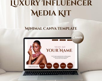 Plantilla de Canva para kit de prensa estético / Kit de prensa para influencers de lujo / Kit de marca beige / Portafolio de creador en Canva