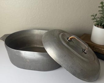 Vintage Wagner Ware Sidney -0- Magnalite 8 Qt Oval Dutch Oven Roaster 4265‑P Classic Aluminum Cookware Mid‑Century Wagner Roasting Pan