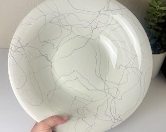 Vintage Iroquois Carrara Modern Serving Bowl Mid‑Century Modern Pattern Retro Atomic Era Dinnerware Collectible MCM Kitchen Bowl
