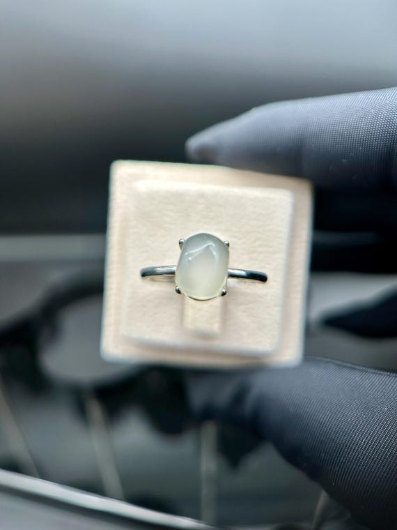 Natural Moonstone Ring Stainless Steel Adjustable Ring Minimalist Gemstone Jewelry
