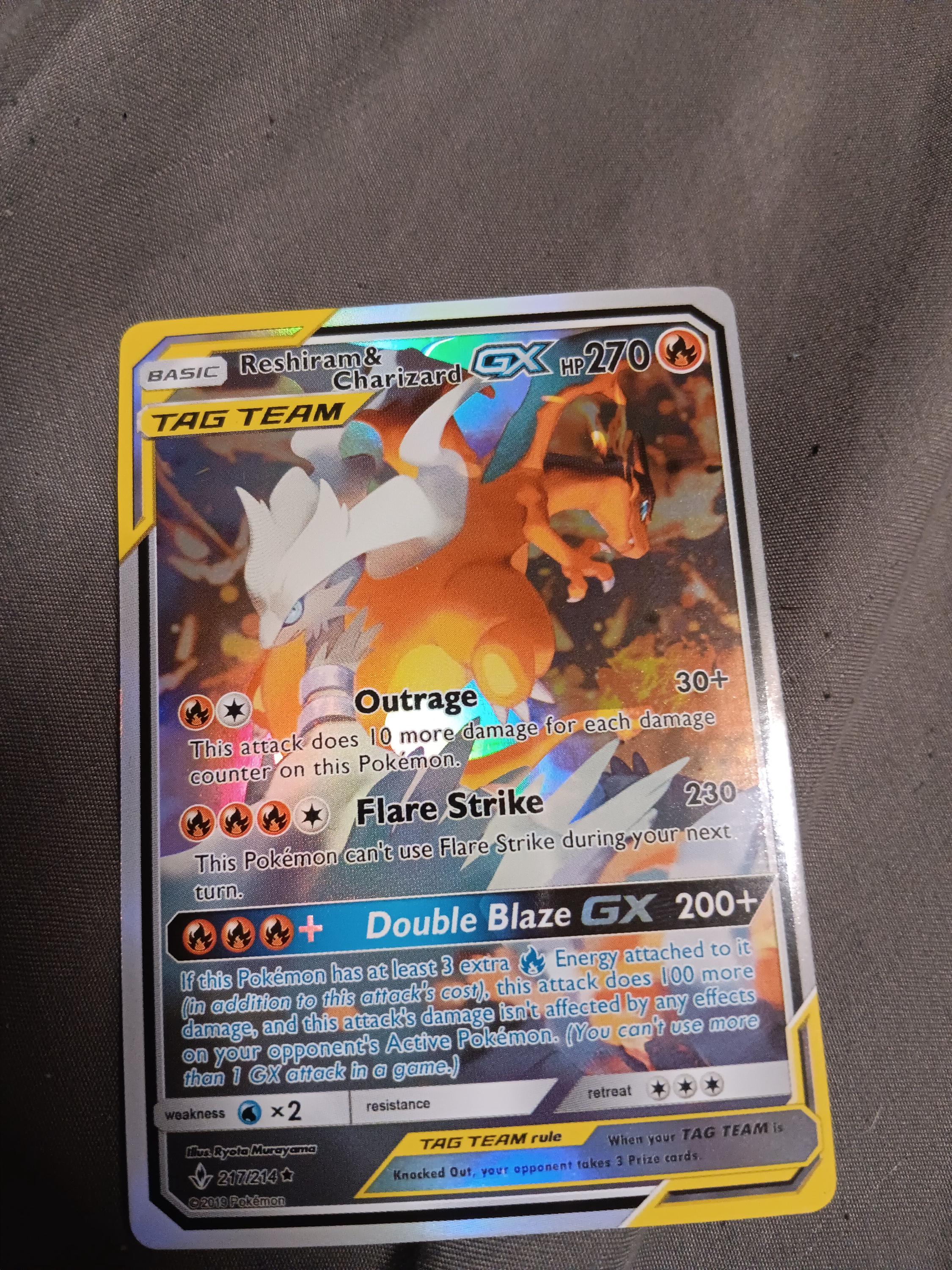 pokemon cards reshiram and charizard Reshiram & Charizard GX SM201 Tag Team Alternate Art Full Art Promo Pokemon  Card