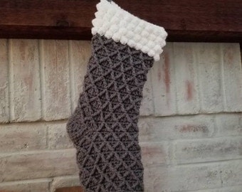 Crochet Pattern, Instant PDF download, Crochet Stocking Pattern, Stocking, Christmas Stocking, Pattern - Diamond Lattice Stocking Pattern