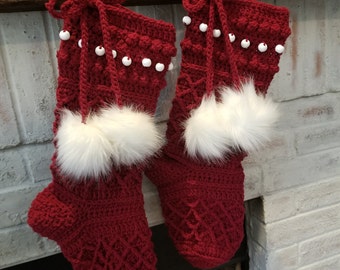 Patrón de medias de crochet, Patrón de medias navideñas de crochet, Descargar medias navideñas, Medias navideñas, Patrón de medias boho