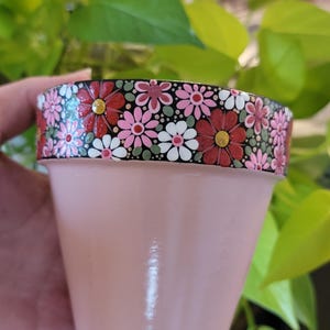 Floral Hand-Painted Terracotta Pot, Flower Garden Design, Planter for Herbs, Pretty Plant Lover Gift