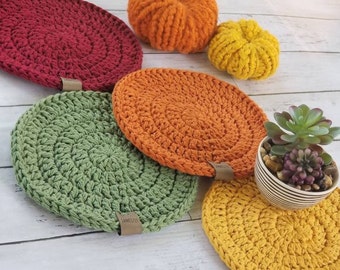 Crochet Hot Pad, Crochet trivet, Autumn Decor, Crochet Thanksgiving decor, Hot Pad Trivet, Hot pad for the Kitchen, Housewarming Gift