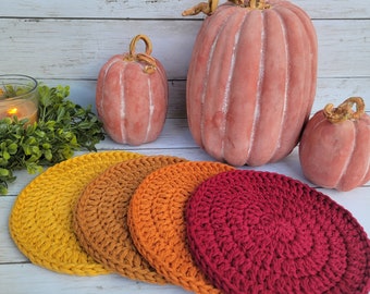 Harvest Hot Pads, Crochet trivet, Autumn Decor, Crochet Thanksgiving decor, Fall Hot Pad Trivet, Hot pad for the Kitchen, Housewarming Gift