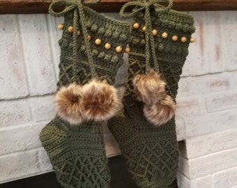 Patrón de medias de crochet, Patrón de medias navideñas de crochet, Descargar medias navideñas, Medias navideñas, Patrón de medias boho