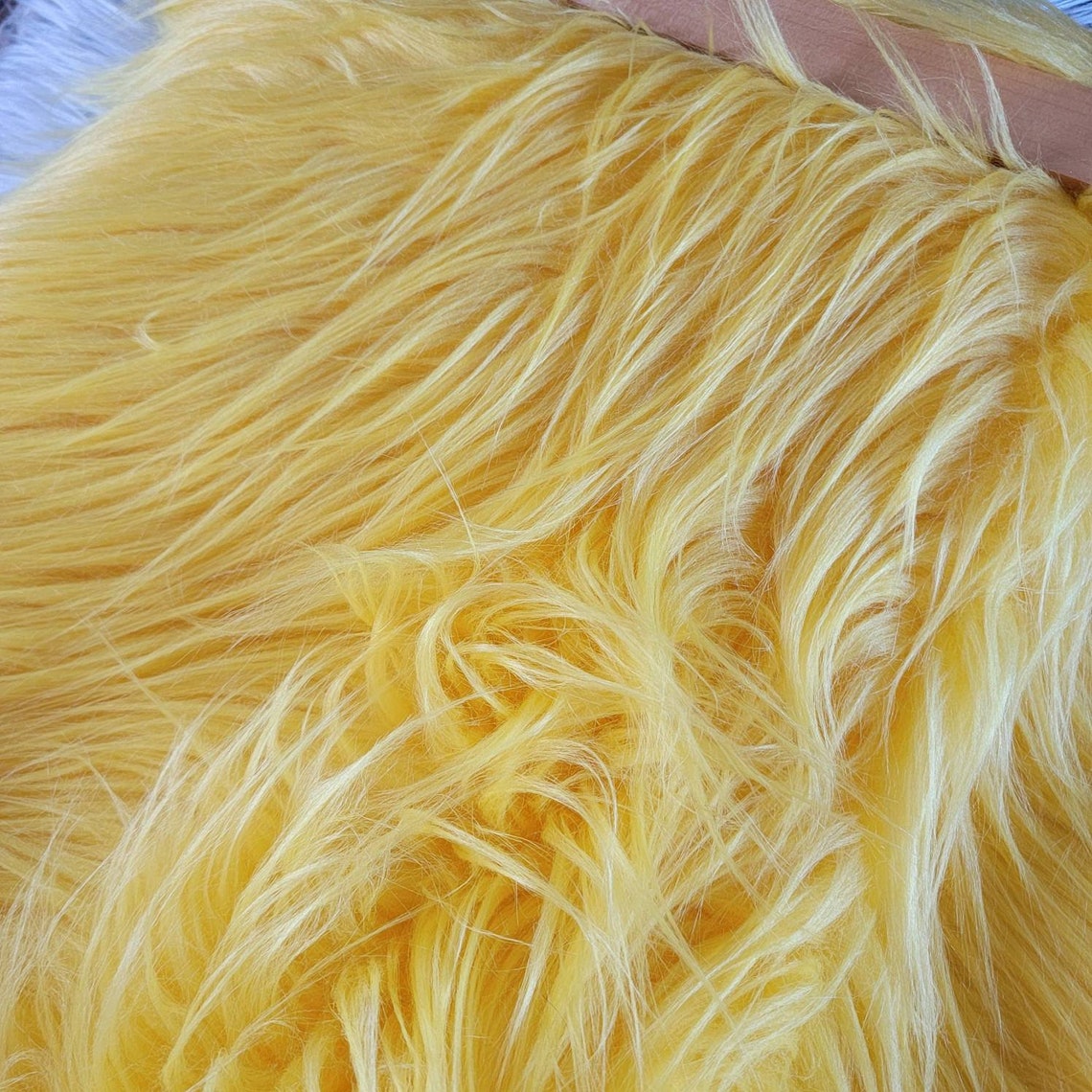 Yellow Faux Fur Fabric 5x5 and 6x6 Craft Squares Yellow Fur Etsy