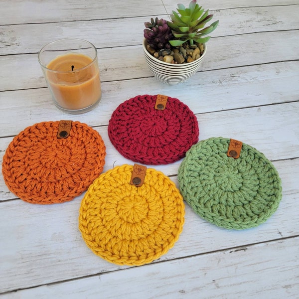 Crochet Coasters, Crochet Coaster Set of 2, Cotton Coasters, Housewarming Gift, Boho Decor, Modern Coaster Set, Newlywed gift, Gift set