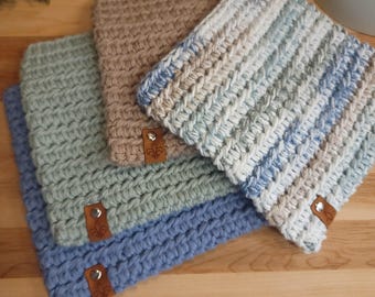Extra Thick Crochet Cotton Potholder, Farmhouse Kitchen Trivet, Heat Resistant Handmade Potholder