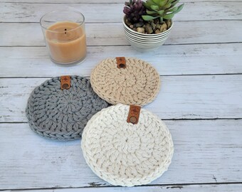 Crochet Coasters, Crochet Coasters Set, Set of 2, Cotton Coasters, Housewarming Gift, Boho Decor, Mug Rug Set, Newlywed gift, Gift set