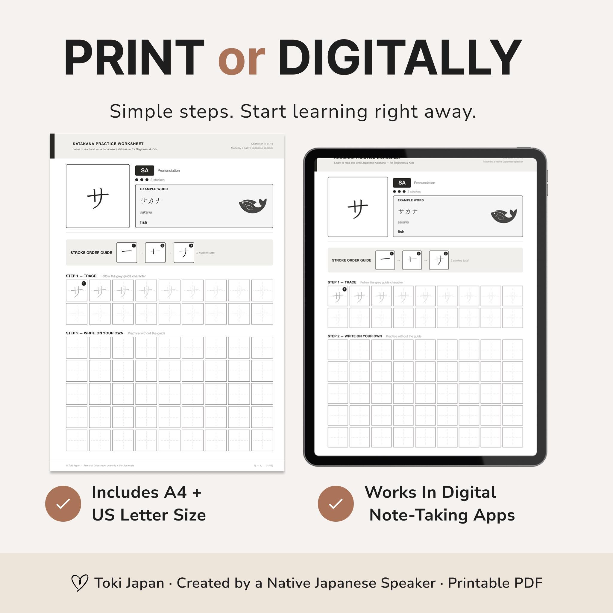 Katakana Practice Worksheets | Printable PDF | Stroke Order | Learn ...