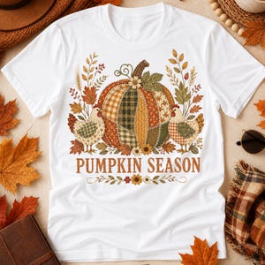 Pompoenseizoen PNG Rustiek herfstsublimatieontwerp, Herfstkip PNG, Patchwork pompoensublimatie, Boerderij herfst PNG, Herfstkip shirt