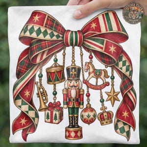 Nutcracker Christmas PNG, Vintage Christmas Bow PNG, Rustic Holiday Sublimation, Retro Nutcracker Shirt Design, Digital Download