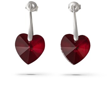 gift for her, Silver earrings with ® siam hearts