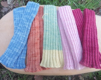 plant dyed baby leg warmers knitted Merino leg warmers