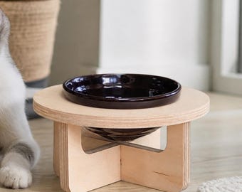Elevated Pet Bowl Stand, Customizable Raised Pet Feeder, Two-tier Personalizable Product, Birch Plywood