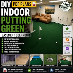 Guía para construir un putting green interior (hágalo usted mismo) y planos para construir una sala de golf en el sótano (descarga en PDF)