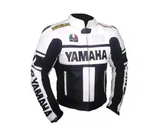 Yamaha Racing Motorbike Cowhide Leather Jacket MotoGP Motorcycle Biker Jacket