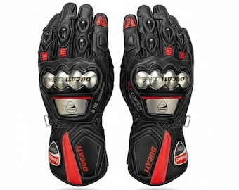 Ducati Motorcycle Racing Leather Gloves, Motorbike Riding Protective Gear