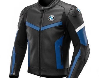 BMW Men’s Motorbike Leather Jacket Racing Motorcycle Jacket Black