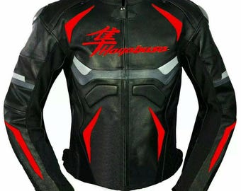 HAYABUSA Motorbike Leather Jacket Men’s racing Biker Jacket Black